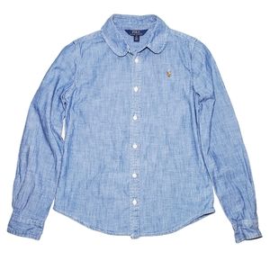 POLO Ralph Lauren Denim Chambray 100% Cotton Shirt Size 14